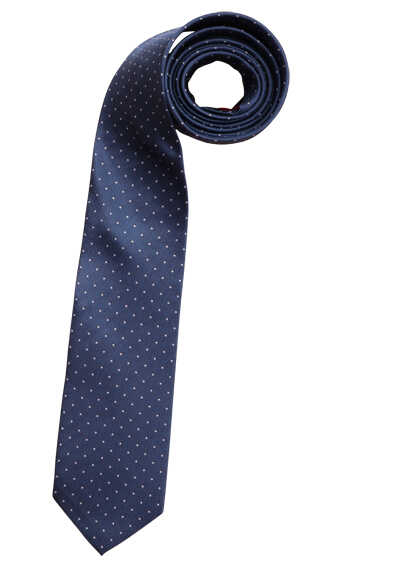 OLYMP Krawatte slim 6,5 cm breit aus reiner Seide Fleckabweisend Punkte blau