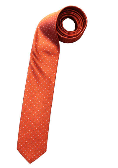 OLYMP Krawatte slim 6,5 cm breit aus reiner Seide Fleckabweisend Punkte rost