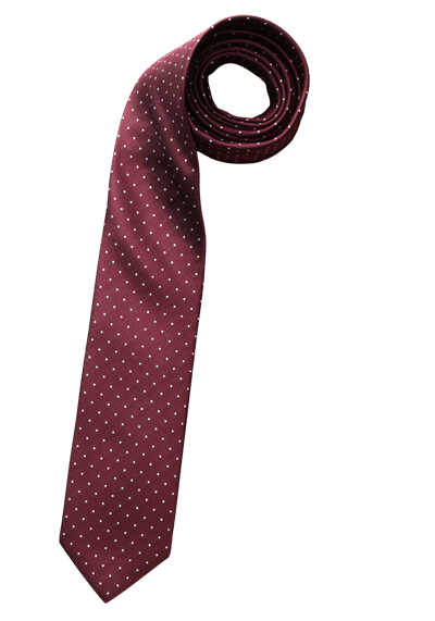 OLYMP Krawatte slim 6,5 cm breit aus reiner Seide Fleckabweisend Punkte rot