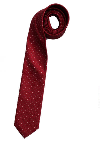 OLYMP Krawatte slim 6,5 cm breit aus reiner Seide Fleckabweisend Punkte rot