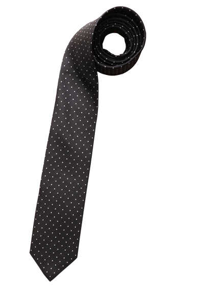OLYMP Krawatte slim 6,5 cm breit aus reiner Seide Fleckabweisend Punkte schwarz