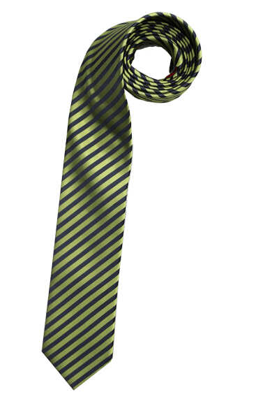 OLYMP Krawatte slim 6,5 cm breit aus reiner Seide Fleckabweisend Streifen grün