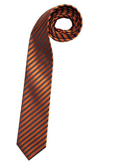 OLYMP Krawatte slim 6,5 cm breit aus reiner Seide Fleckabweisend Streifen orange