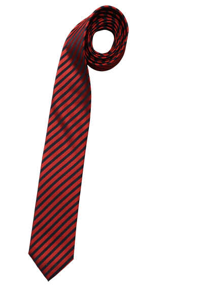 OLYMP Krawatte slim 6,5 cm breit aus reiner Seide Fleckabweisend Streifen rost