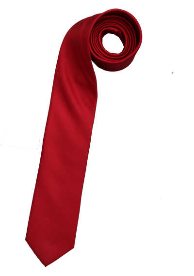 OLYMP Krawatte slim 6,5 cm breit aus reiner Seide Fleckabweisend dunkelrot