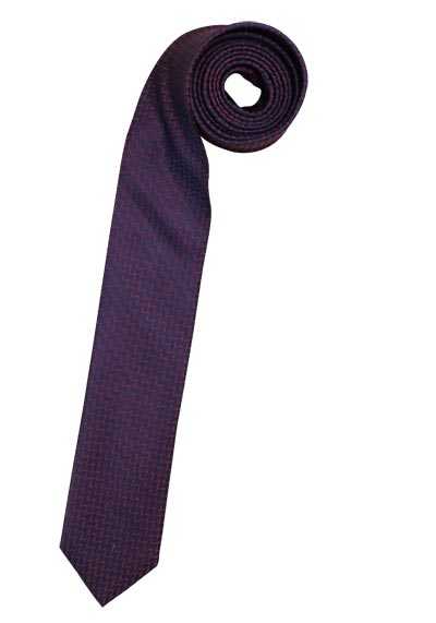 OLYMP Krawatte slim aus reiner Seide Muster rot preisreduziert