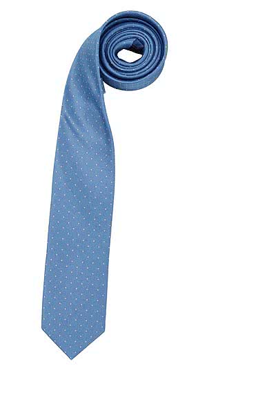 OLYMP Krawatte slim aus reiner Seide Nano-Effekt Muster hellblau