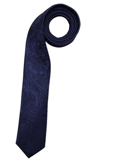 OLYMP Krawatte slim aus reiner Seide Paisleymuster dunkelblau