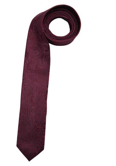 OLYMP Krawatte slim aus reiner Seide Paisleymuster rot