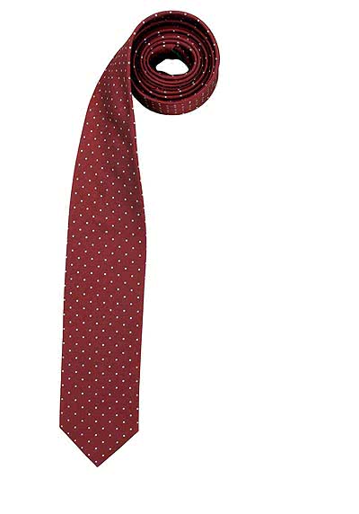OLYMP Krawatte slim aus reiner Seide mit Nano-Effekt Muster chianti