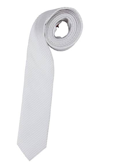 OLYMP Krawatte slim aus reiner Seide mit Nano-Effekt Streifen weiß