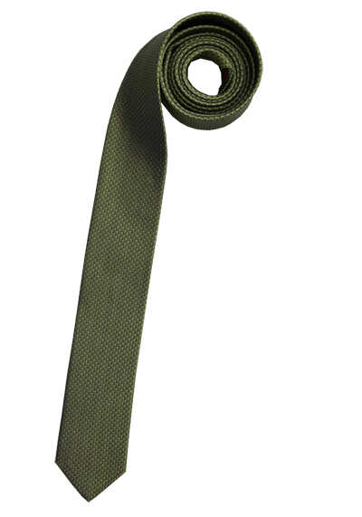 OLYMP Krawatte super slim 5 cm breit aus reiner Seide Fleckabweisend Muster grün