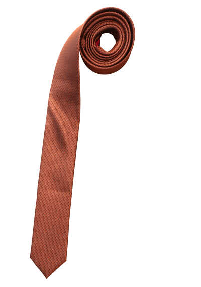 OLYMP Krawatte super slim 5 cm breit aus reiner Seide Fleckabweisend Muster rost