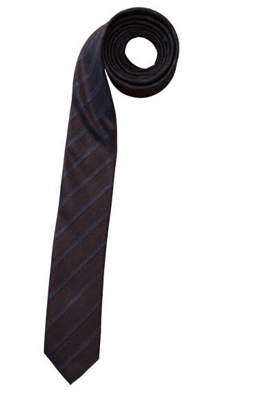 OLYMP Krawatte super slim 5 cm breit aus reiner Seide Fleckabweisend Streifen blau