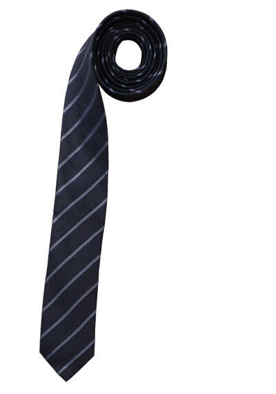 OLYMP Krawatte super slim 5 cm breit aus reiner Seide Fleckabweisend Streifen dunkelblau
