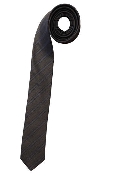 OLYMP Krawatte super slim 5 cm breit aus reiner Seide Fleckabweisend Streifen grün