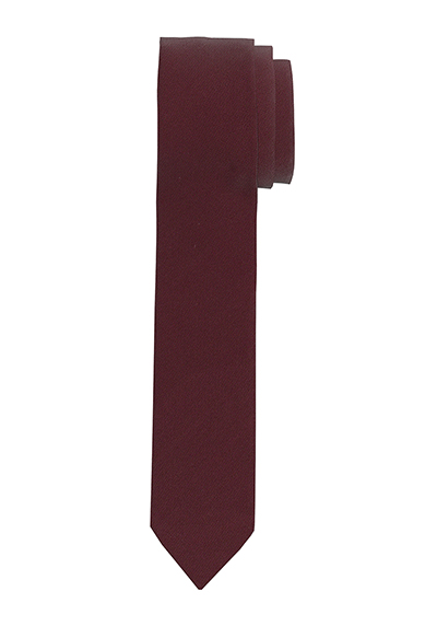 OLYMP Krawatte super slim 5 cm breit aus reiner Seide Fleckabweisend augergine