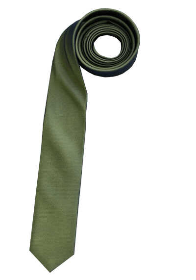 OLYMP Krawatte super slim 5 cm breit aus reiner Seide Fleckabweisend oliv