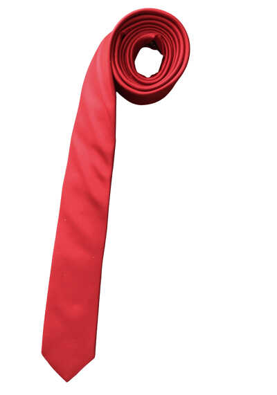 OLYMP Krawatte super slim 5 cm breit aus reiner Seide Fleckabweisend rot