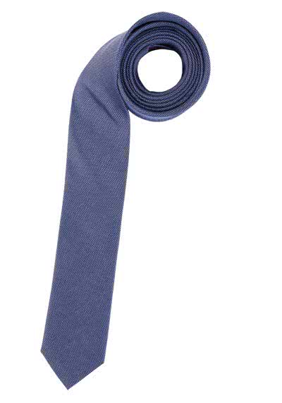 OLYMP Krawatte super slim aus reiner Seide Nano-Effekt Struktur blau
