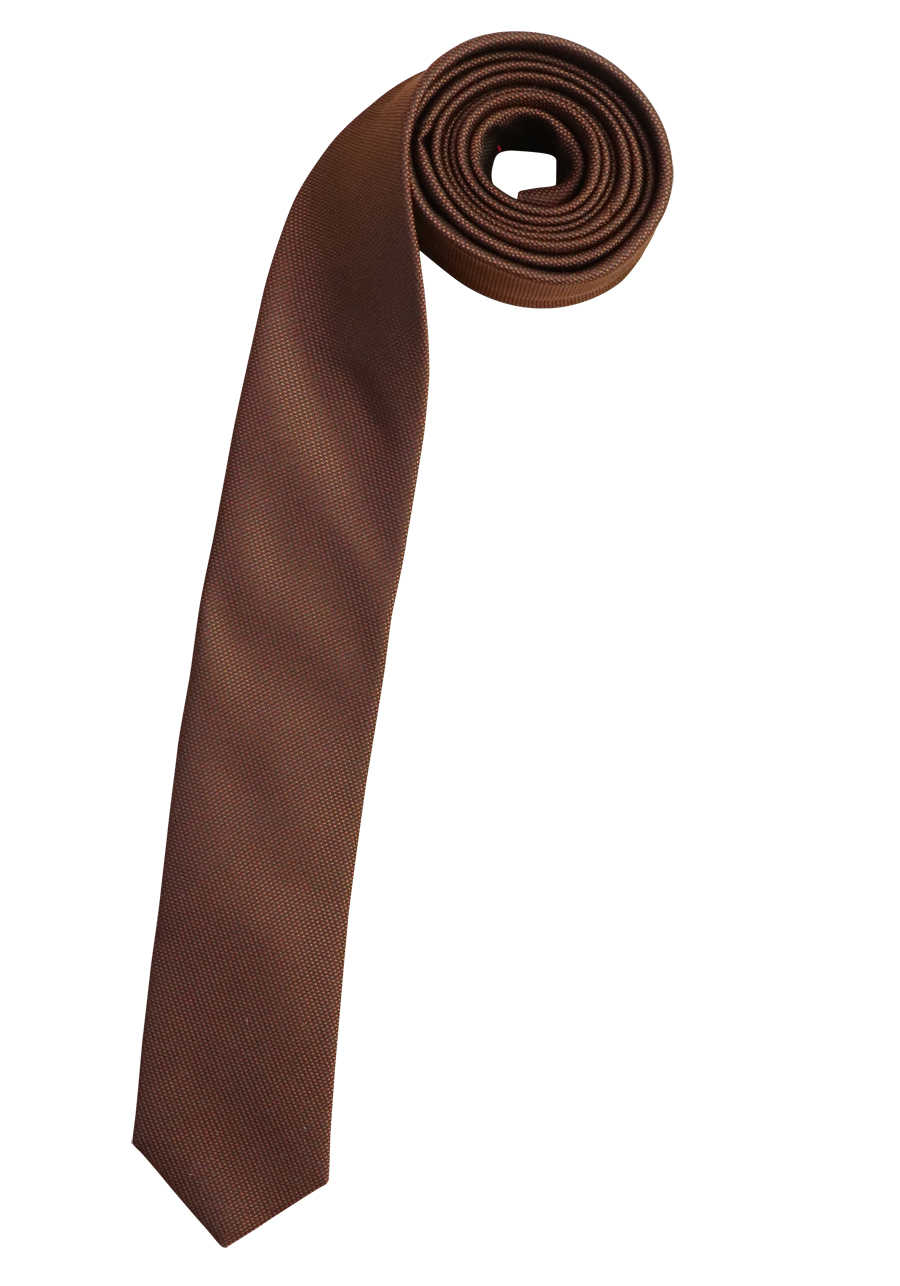OLYMP Krawatte super slim aus reiner Seide Nano-Effekt Struktur ocker