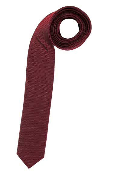 OLYMP Krawatte super slim aus reiner Seide Nano-Effekt Struktur rot