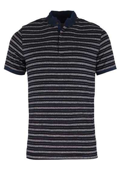 OLYMP Level Five Hanley Shirt Serafino body fit Halbarm Jersey Ringel blau preisreduziert