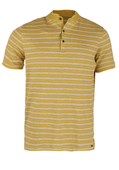 OLYMP Level Five Hanley Shirt Serafino body fit Halbarm Jersey Ringel gelb preisreduziert