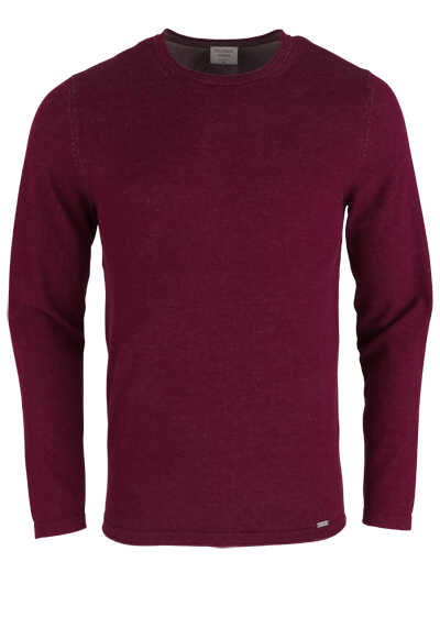 OLYMP Level Five Strick Body Fit Pullover Langarm Rundhals beere