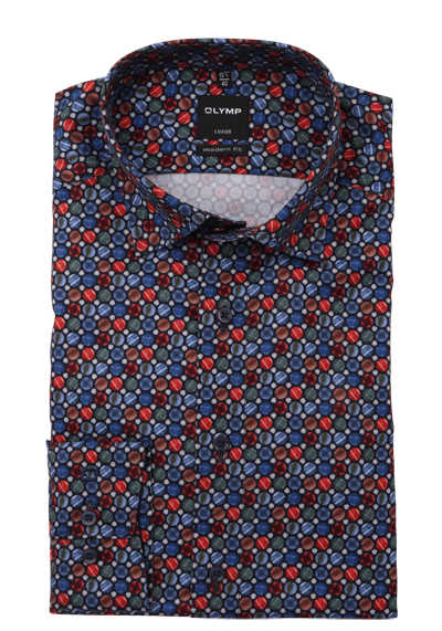 OLYMP Luxor modern fit Hemd extra kurzer Arm Under Button Down Kragen Punkte dunkelblau