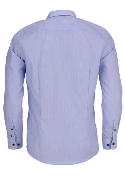 PURE Modern Fit Hemd Langarm Haifisch Kragen mit Patch Streifen blau