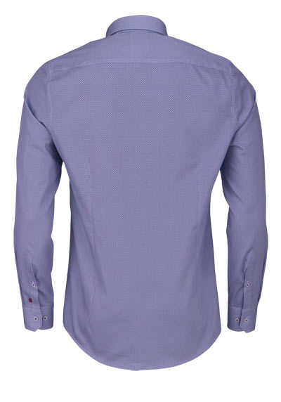 PURE Slim Fit Hemd Langarm New Kent Kragen Muster blau