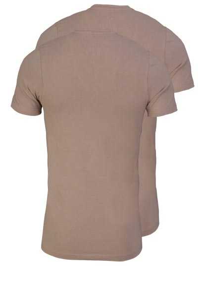 PURE Slim Fit T-Shirt Doppelpack V-Ausschnitt beige