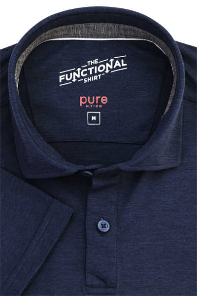 PURE Polo Shirt Halbarm Polokragen Functional Stretch nachtblau