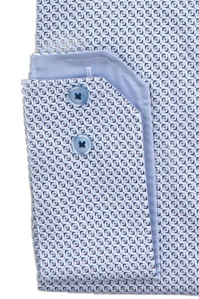 PURE Modern Fit Hemd Langarm New Kent Kragen Muster blau