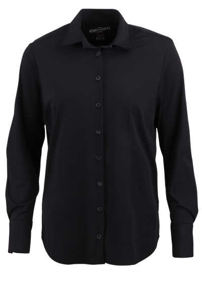 PURE Modern Functional Bluse Hemdkragen Zwei-Knopf-Manschette schwarz