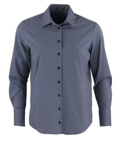PURE Slim Functional Bluse Hemdkragen Zwei-Knopf-Manschette dunkelblau