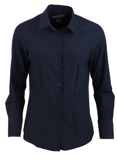 PURE Slim Functional Bluse Hemdkragen Zwei-Knopf-Manschette nachtblau