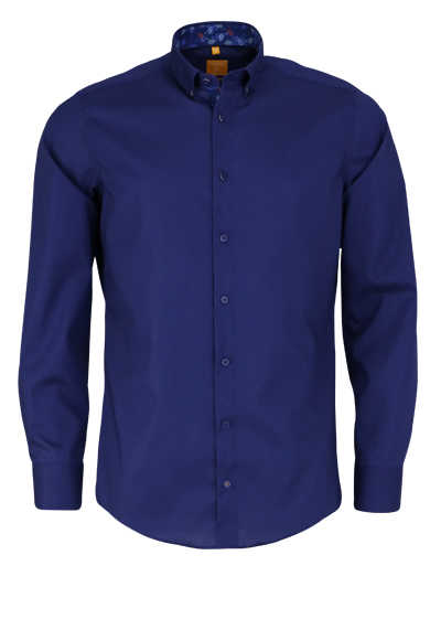 REDMOND Modern Fit Hemd Langarm Button Down Kragen dunkelblau