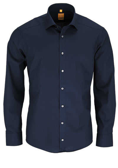 REDMOND Modern Fit Hemd Langarm New Kent Kragen nachtblau