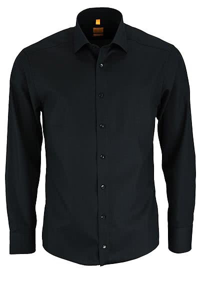 REDMOND Modern Fit Hemd extra langer Arm Uni schwarz AL 69