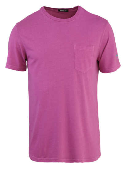 REPLAY Kurzarm T-Shirt Rundhals Used-Optik Brusttasche lila