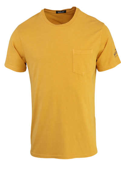 REPLAY Kurzarm T-Shirt Rundhals Used-Optik Brusttasche orange