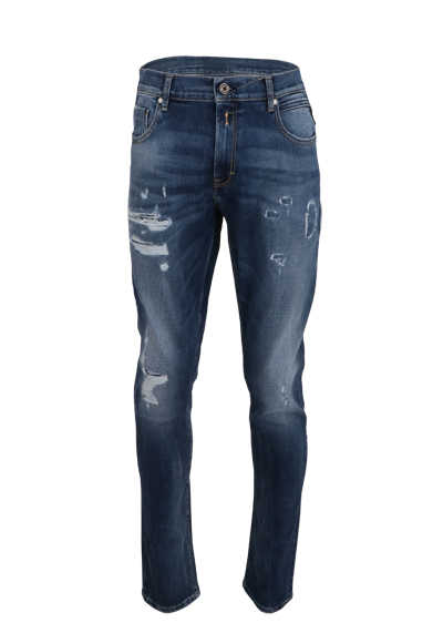 REPLAY Slim Tapered Jeans Used 5-Pocket Uni mittelblau