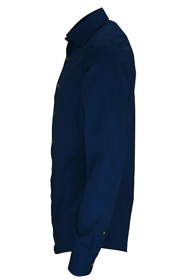 REDMOND 4 Limited Hemd Langarm Popeline Stretch dunkelblau