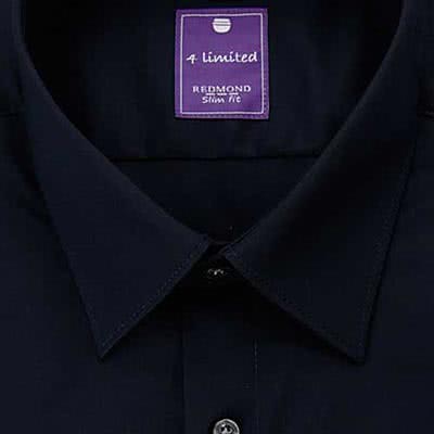 REDMOND 4 Limited Hemd Langarm Popeline Stretch nachtblau