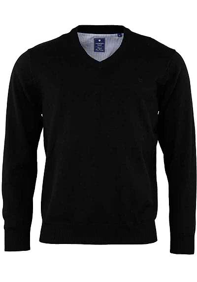 REDMOND Casual Pullover V-Ausschnitt schwarz