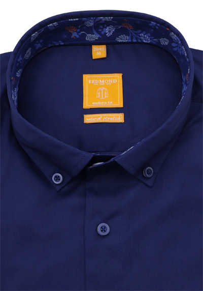 REDMOND Modern Fit Hemd Langarm Button Down Kragen dunkelblau