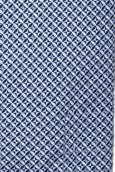 REDMOND Modern Fit Hemd Halbarm New Kent Kragen Muster blau