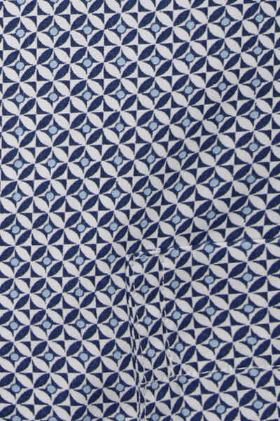 REDMOND Modern Fit Hemd Halbarm New Kent Kragen Muster blau